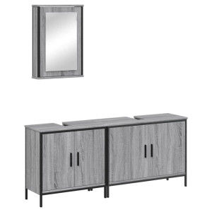 Set de muebles de baño 3 pzas madera contrachapada gris sonoma H