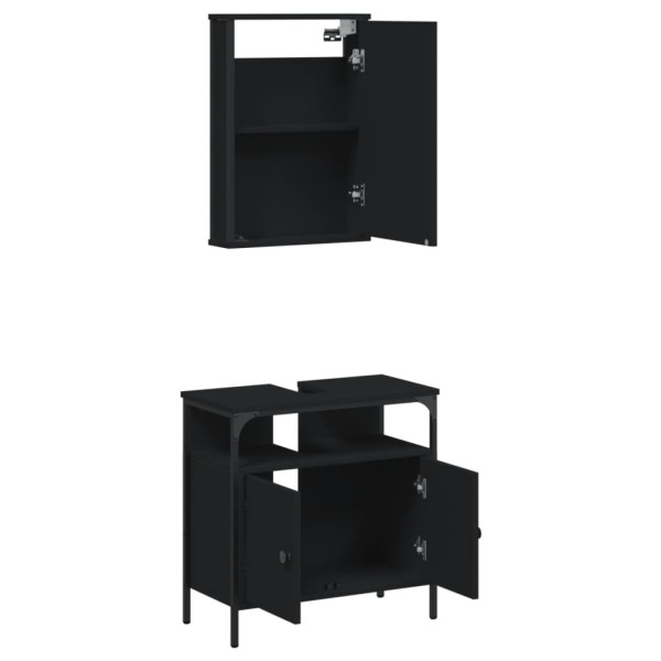 Juego de muebles de baño 2 pzas madera contrachapada negro M 5