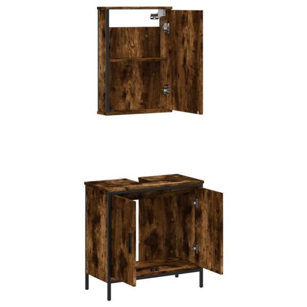 Set de muebles baño 2 pzas madera contrachapada roble ahumado M 5