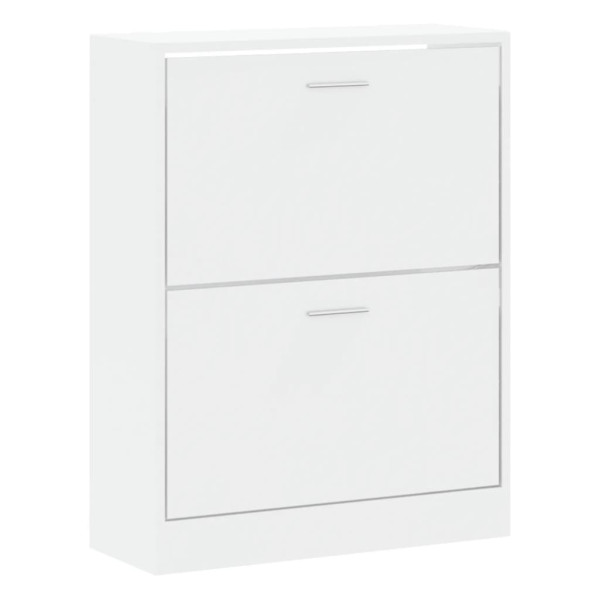 Mueble zapatero madera contrachapada blanco brillo 63x24x81 cm M 3