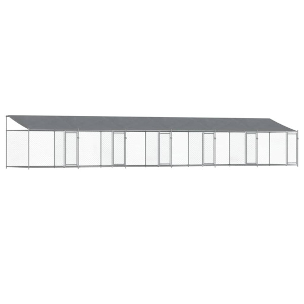 Jaula para cão com telhado/portas 12x2x2m aço galvanizado cinza M 2