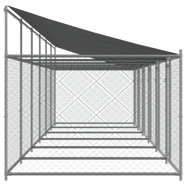 Jaula de perros techo y puertas acero galvanizado gris 12x2x2 m M 5