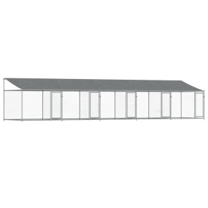 Jaula para cão com telhado/portas 10x2x2m aço galvanizado cinza H