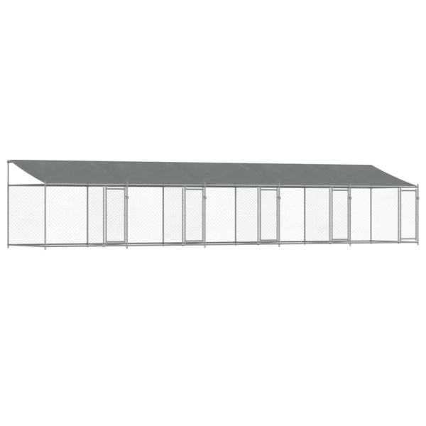 Jaula para cão com telhado/portas 10x2x2m aço galvanizado cinza M 2