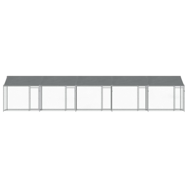 Jaula de perros techo y puertas acero galvanizado gris 10x2x2 m M 4