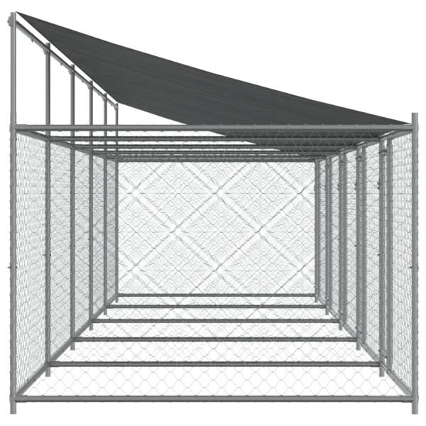 Jaula de perros techo y puertas acero galvanizado gris 10x2x2 m M 5