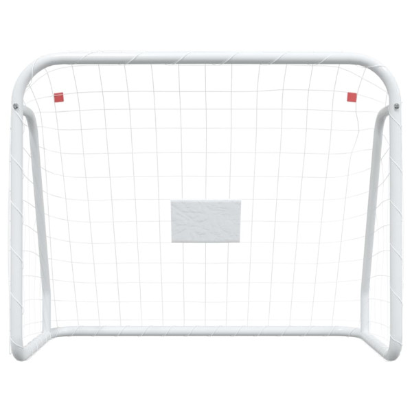 Baliza de futebol com rede 125x96x60 cm aço/poliéster branco M 3