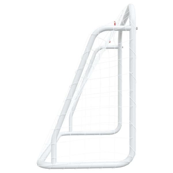 Baliza de futebol com rede 125x96x60 cm aço/poliéster branco M 4