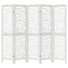 Biombo separador de 5 paneles madera maciza Paulownia blanco 4