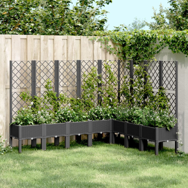 Jardinera con enrejado PP negro 200x160x142 cm D