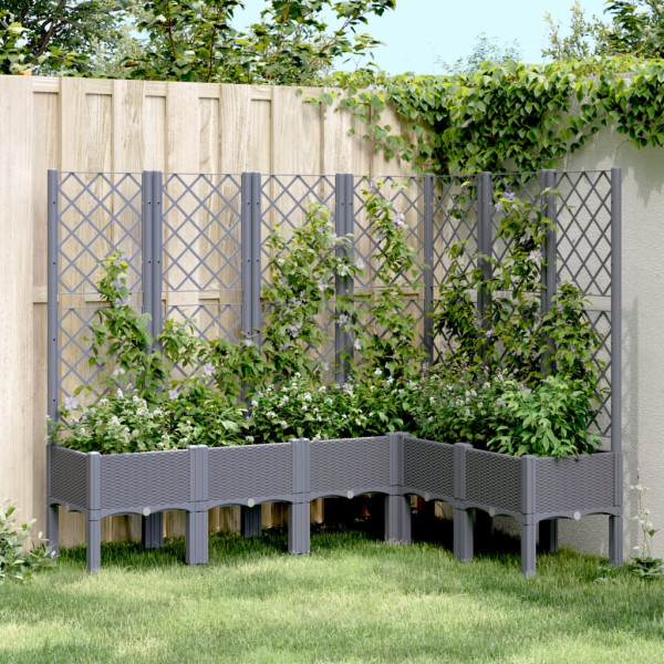 Jardinera con enrejado PP gris 160x120x142 cm D