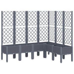 Jardinera con enrejado PP gris 160x120x142 cm H