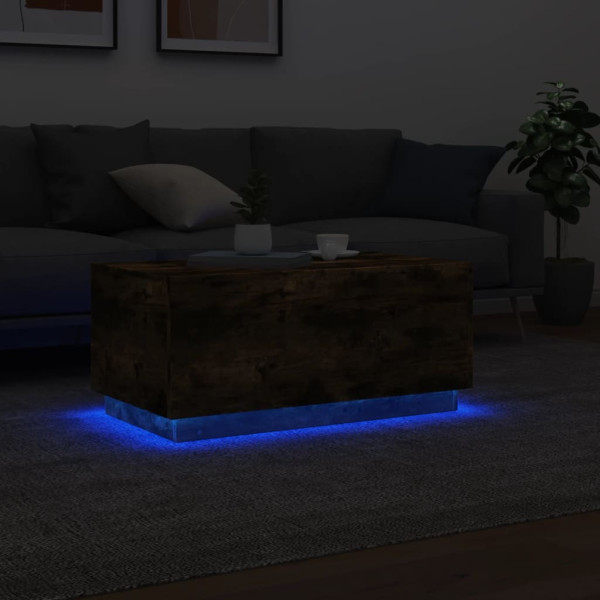 Mesa de centro con luces LED roble ahumado 90x50x40 cm M 5