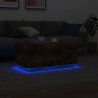 Mesa de centro con luces LED roble ahumado 90x50x40 cm 5