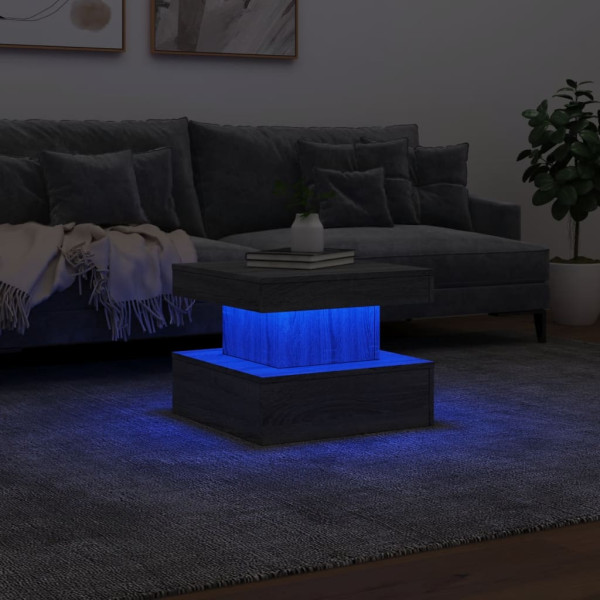 Mesa de centro com luzes LED 50x50x40 cm sonoma cinza-claro M 5