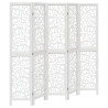 Biombo separador de 5 paneles madera maciza Paulownia blanco 2