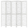 Biombo separador de 5 paneles madera maciza Paulownia blanco 4