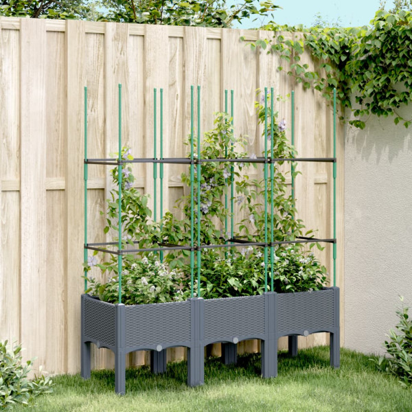 Jardinera con enrejado PP gris 120x40x142.5 cm D