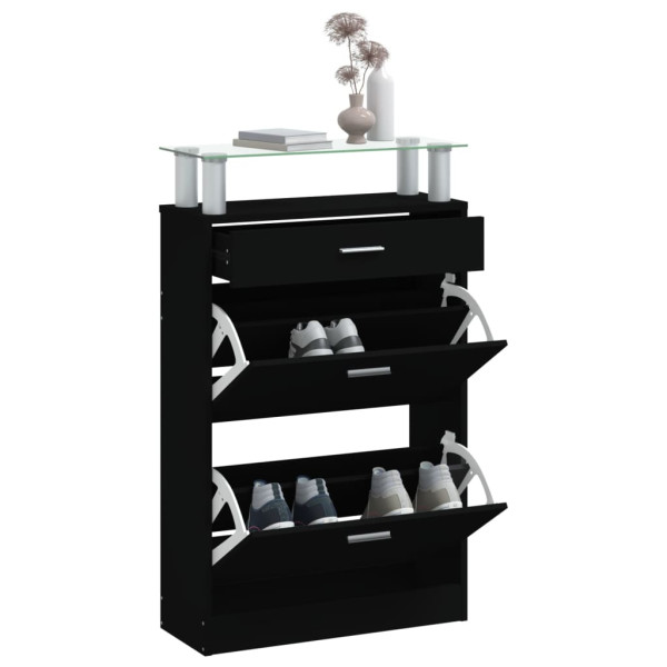 Mueble zapatero madera contrachapada negro 63x24x104 cm M 4