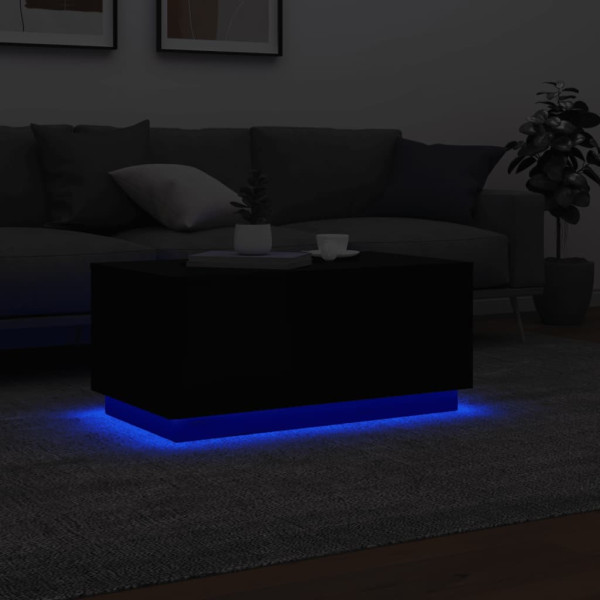 Mesa de centro con luces LED negro 90x50x40 cm M 5