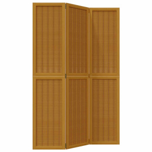Biombo separador de 3 paneles madera maciza paulownia marrón H