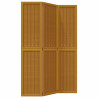 Biombo separador de 3 paneles madera maciza paulownia marrón 2