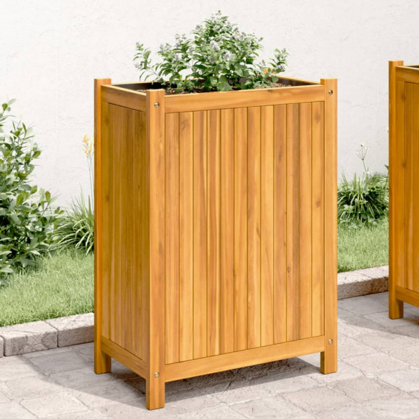 Jardinera con forro madera maciza de acacia 31x31x75 cm D