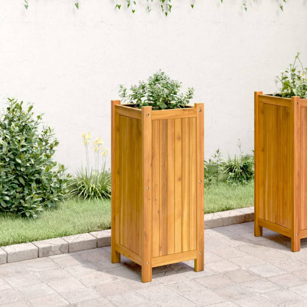 Jardinera con forro madera maciza de acacia 31x31x75 cm M 3