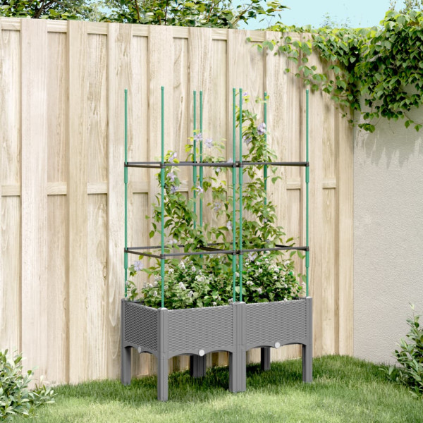 Jardinera con enrejado PP gris claro 80x40x142.5 cm D