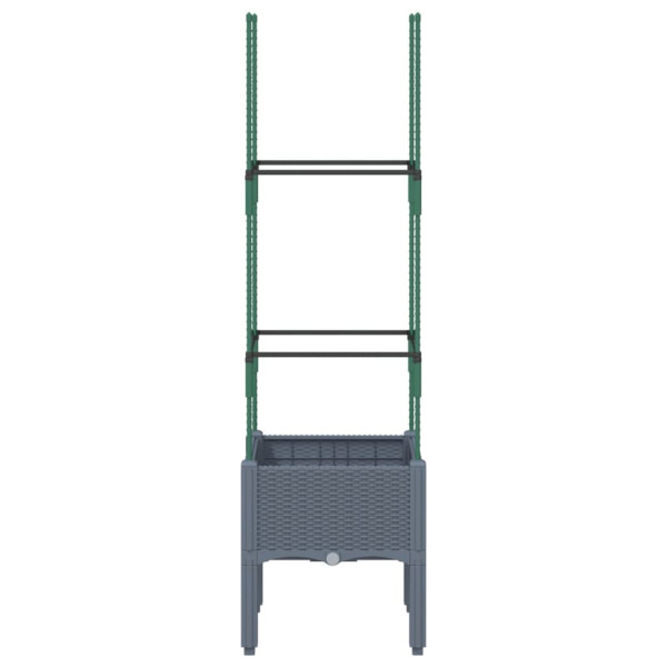 Vaso/floreira de jardim c/ treliça 40x40x142.5 cm PP cinzento azul M 3