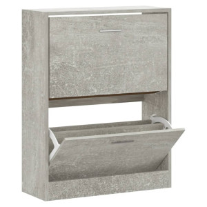 Mueble zapatero madera contrachapada gris hormigón 63x24x81cm H