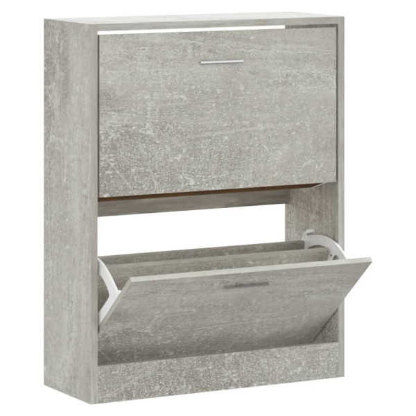 Mueble zapatero madera contrachapada gris hormigón 63x24x81cm M 2