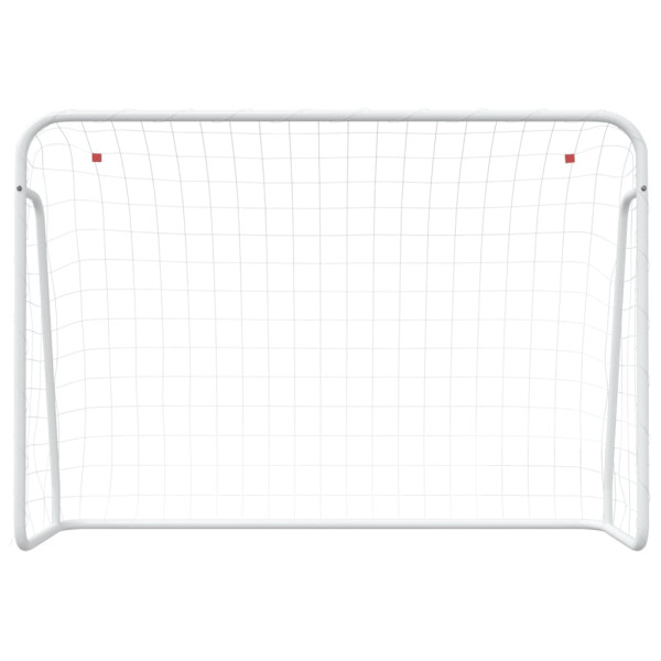 Portería fútbol con red acero y poliéster blanco 214x75x152 cm M 3