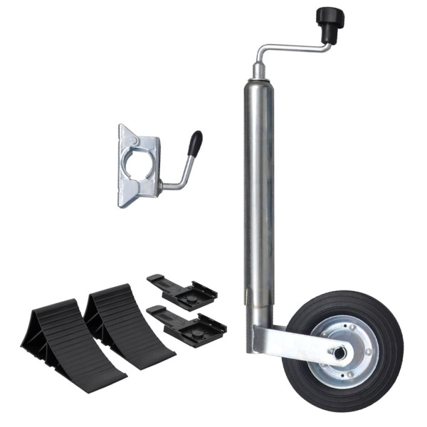 Rueda jockey con 1 abrazadera partida y calzos de ruedas 48 mm D