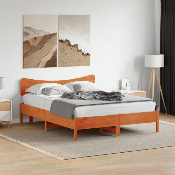 Cabecero de cama madera maciza de pino marrón cera 140 cm M 3