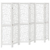Biombo separador de 6 paneles madera maciza Paulownia blanco 2