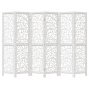 Biombo separador de 6 paneles madera maciza Paulownia blanco 4