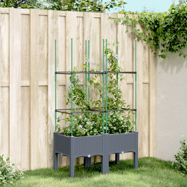 Jardinera con enrejado PP gris 80x40x142.5 cm D