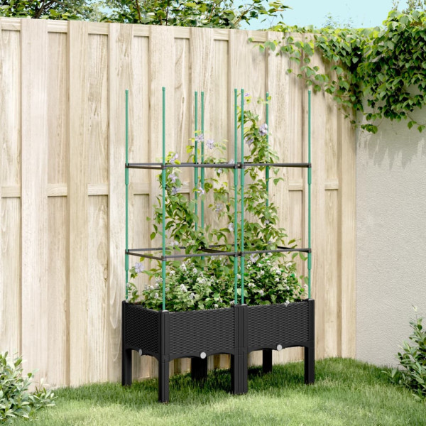 Jardinera con enrejado PP negro 80x40x142.5 cm D