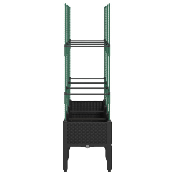 Jardinera con enrejado PP negro 120x40x142.5 cm M 4