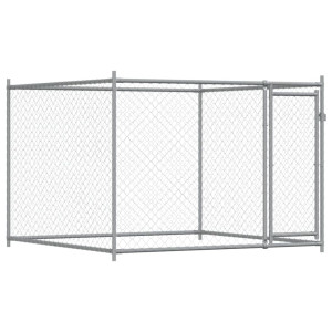Jaula para cão com porta 2x2x1.5 m aço galvanizado cinzento H