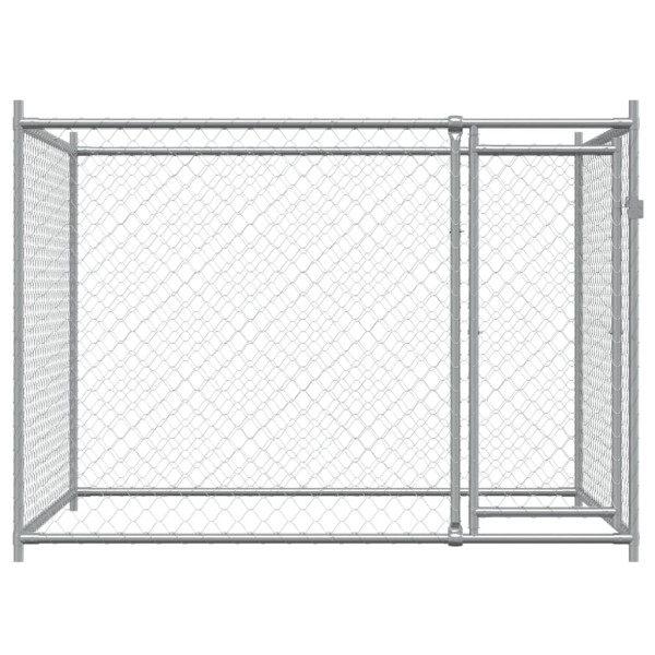 Jaula de perros con puerta acero galvanizado gris 2x2x1.5 m M 4
