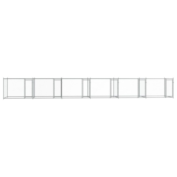 Jaula de perros con puertas acero galvanizado gris 12x2x1.5 m M 4