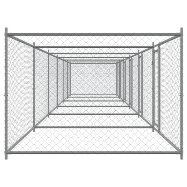 Jaula para cão com portas 12x2x1.5 m aço galvanizado cinzento M 5
