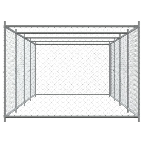 Jaula de perros con puerta acero galvanizado gris 8x2x1.5 m M 5