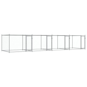 Jaula de perros con puertas acero galvanizado gris 8x2x1.5 m H