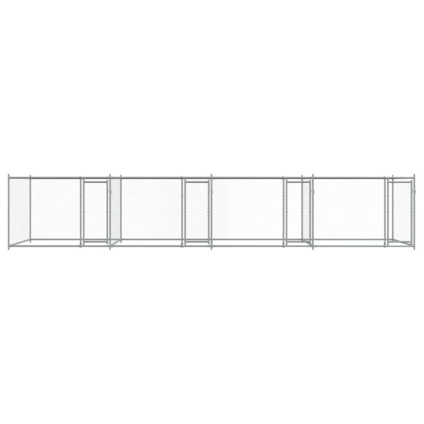 Jaula para cão com portas 8x2x1.5 m aço galvanizado cinzento M 4