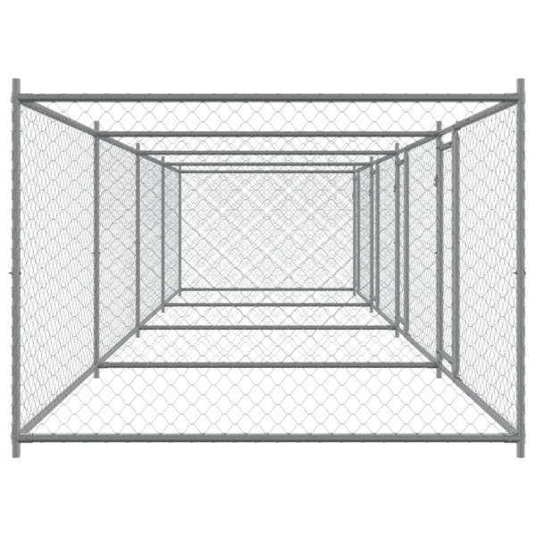 Jaula de perros con puertas acero galvanizado gris 8x2x1.5 m M 5