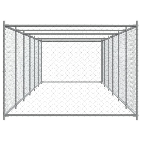 Jaula para cão com porta 12x2x1.5 m aço galvanizado cinzento M 5