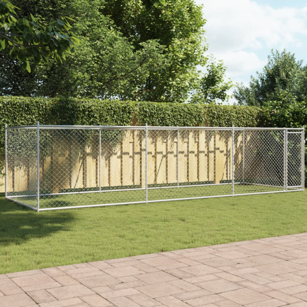 Jaula de perros con puerta acero galvanizado gris 6x2x1.5 m D